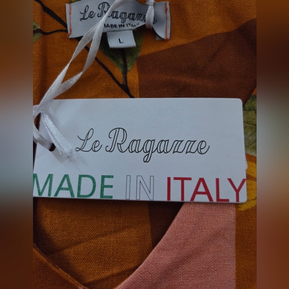 NWT - Le Ragazze Italy Linen Blend Burnt Orange Belted Sleeveless Midi Dress - L - Picture 10 of 12